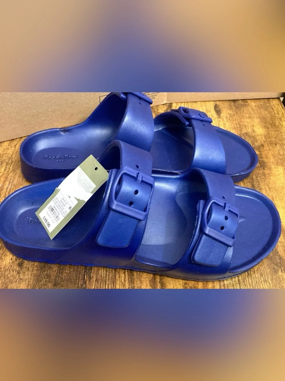 Men's Carson Two Band Sandals - Goodfellow & Co™ Royal Blue Slip-on Size 10 New